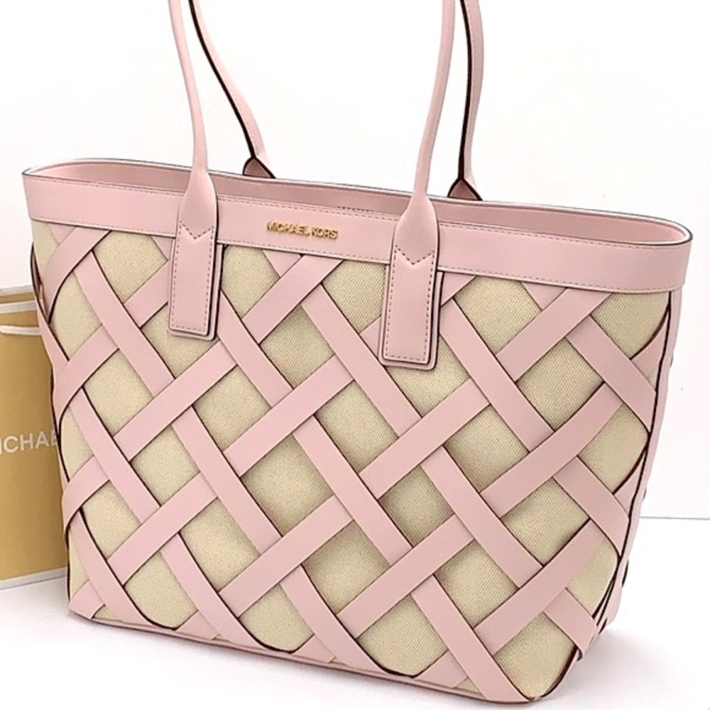 MICHAEL KORS SIENNA Large Tote Shoulder BAG In POWDER BLUSH Leather Canv… - Picture 2 of 16